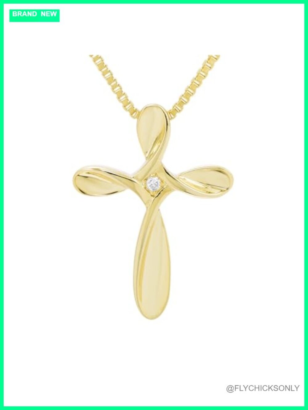 Sterling Silver Diamond Cross Pendant Necklace 18in Box Chain
